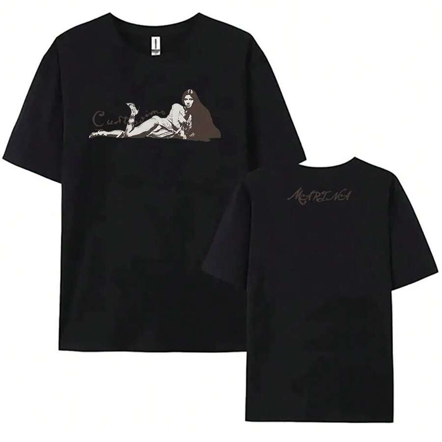 Camiseta CUNTISSIMO MARINA PRINCESS OF POWER Álbum 2025, Camiseta de Algodón de Manga Corta para Verano, Ropa de Mujer, Camiseta con Estampado Gráfico - Negro - Ver 1