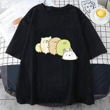 Camiseta Sumikko Gurashi para Hombre y Mujer, Camiseta Kawaii/Anime Linda de Verano, 100% Algodón, Cuello Redondo, Manga Corta, Color Rosa - Negro - Ver 6