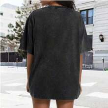 Camisetas de Anime Vintage Lavadas de Manga Corta para Mujer, Estilo Harajuku Hip Hop Streetwear, Ropa de Gimnasio, Tops, Camiseta - Regalo de Halloween y Navidad XL8O - Negro - Ver 4
