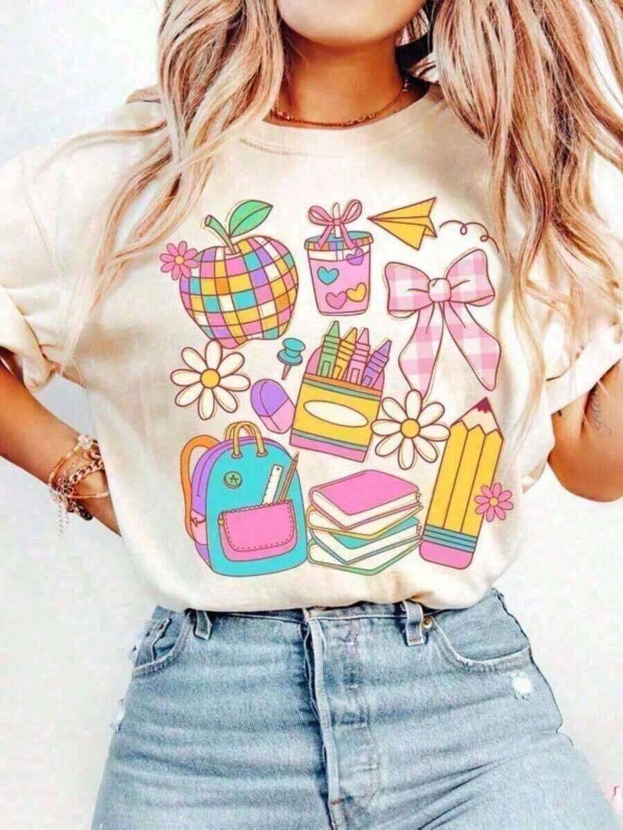 Cómodo Camiseta Casual Básica de Verano 100% Algodón, Camiseta Boho para Maestros, Camiseta para Regreso a Clases, Camiseta Coqueta con Lazo para Maestros, Regalo para Maestros, Primer Día de Clases, Agradecimiento a MaestrosJPGPara Mujeres, Conjuntos de San Valentín para Mujeres, Tops de Mujer, Conjuntos de Vacaciones para Mujeres, Ropa para Mujeres, Conjuntos de Verano Vintage para Mujeres, Traje Deportivo para Ella¡Un regalo perfecto para el Día de San Valentín para tu ser querido! Camiseta de manga corta de algodón lavado vintage, cuello redondo, suave y casual para hombres y mujeres, playeras de mujer algodon, blusa casual mujer, mujer - Albaricoque - Ver 1