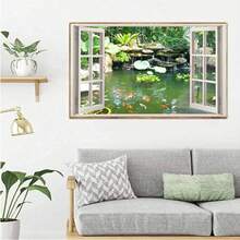 5D Diamond Painting Kit With Koi Fish Outdoor Window Pattern, Full Round Diamond Painting, Home Decor Handcraft Gift - View 3