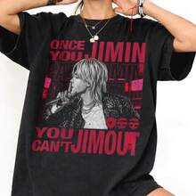 Camiseta de Jimin de BT, camiseta vintage de Park Jimin , cómoda camiseta retro de de los 90, regalo para el ejército,Embalaje individual - Negro - Ver 1