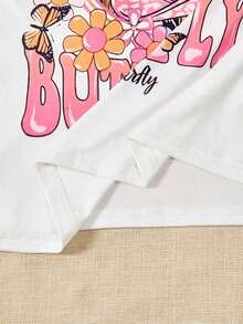 Chica adolescente Camiseta con estampado de dibujos animados y letra100% Cotton - Blanco - Ver 3