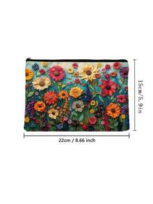 1pc AnDesign Design Fashionable Zebra Stripe & Cactus Pattern Makeup Bag, Zippered Travel Toiletry Bag, Perfect For Women And Sisters - Multicolor - View 5