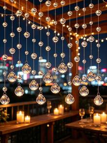 1pc Acrylic Hanging Crystal Beads,Transparent Crystal Bead Decor,Suitable For Arches, Backdrops,Window And Centerpiece Decorations. Ideal For Romantic Weddings, Bridal Showers,Christmas Tree, Birthday Parties,Home Decor - Style A - View 1