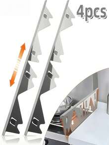 2/4pcs Stainless Steel Stove Gap Covers (13.8-69.85cm Adjustable Length, 2.01cm Width), Kitchen Counter Gap Fillers With Fine-Tuning Kit, Heat-Resistant Decorative Guards For Cooktop And Countertop, Autumn Home Decor & House Accessories - View 13