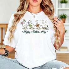 1 camiseta de ganso para el Día de la Madre, camiseta linda de ganso para mamá, camiseta divertida para mamá, camiseta de mamá animal, regalo para el Día de la Madre, el mejor regalo para mamá, un regalo de cumpleaños para la madre, 180g 100% algodón. - Blanco - Ver 2