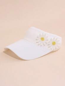 1件装儿童雏菊装饰针织遮阳帽，透气网眼无帽顶遮阳帽，适合幼儿女童夏季户外运动穿着 - 1PC - 查看 13