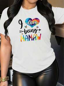 Women's Mother's Day Short Sleeve Top "I Love Being Mom" Tie-Dye Heart Print Round Neck Machine Washable Comfortable, Soft, Breathable Suitable For Spring, Summer, And Autumn Loose Casual Fashion Daily Commuting Vacation Gift Daily Simple Versatile Women's Top S-XXL New Casual T-Shirts For Men And Women Cool Summer Clothes For Women 2026 - 白色 - 查看 5