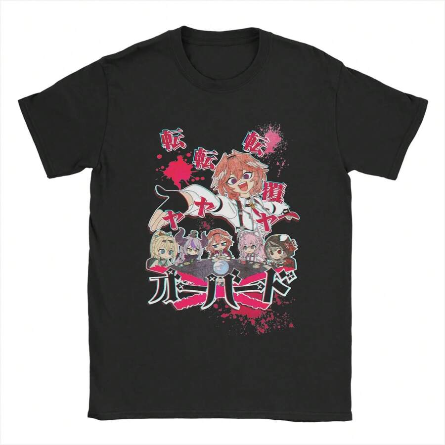 Camiseta Takane Lui Overd Hololive HoloX de Verano 100% Algodón para Hombre, Camisetas Populares DIY de Manga Corta, Divertidas Camisetas Y2K - Negro - Ver 1
