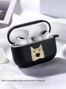 1 chiếc ốp tai nghe màu đen họa tiết bánh mì nướng và chú chó ngộ nghĩnh, phù hợp với 4/ 1/ 2/ 3/ Pro/ Pro2/ Pro3, một món quà Giáng sinh đơn giản và phong cách. - màu đen - Xem 4