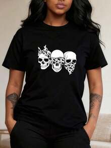 1 Women's Music-Themed T-Shirt - Retro T-Shirt With Guitar, Headphones, And Musical Notes Design - Stretchy T-Shirt For Everyday Wear, Concerts, Parties, And Casual Outfits - Sizes S-XL - Gift For Music Lovers, Party Favors - 180g 100% Cotton - Black 1 - 查看 12