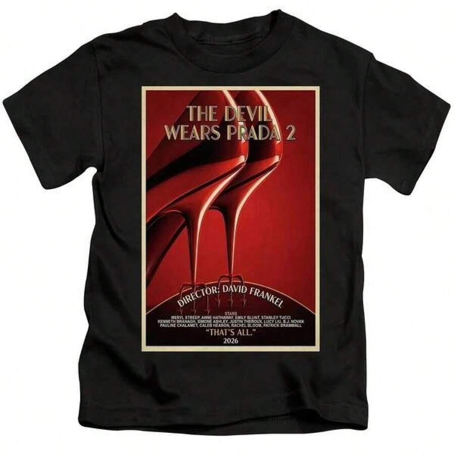 2026 Nuevo Camiseta Unisex 100% con Estampado The Devil Wears Pradas 2, Moda de Verano para Hombres y Mujeres, Talla Grande - Negro - Ver 1