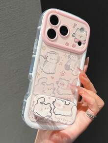 1pc Cute Music Cat Mirror Phone Case, Transparent Minimalist Style And Contrast Color Design, Compatible With IPhone 17 Pro Max/17 Pro/17/16/16 Plus/16 Pro Max/15/15 Pro/15 Pro Max/14/14 Plus/14 Pro Max/13/13 Pro/13 Pro Max/12/11/11 Pro Max/12 Pro Max, Suitable For Daily Use - Pink - View 5