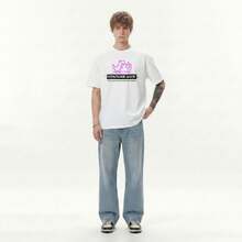 Boy Camiseta De Manga CaíDa Estilo Americano, Camiseta De Marca De Moda Con Estampado De PíXeles, Top Casual De Verano Para Hombre De 280G De Peso Pesado. - Blanco - Ver 2