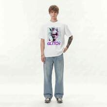 Boy Camiseta Con Estampado Punk De Estilo Urbano Americano, Top De Manga Corta Casual Y Robusto Para Parejas Unisex De Verano. - Negro - Ver 2