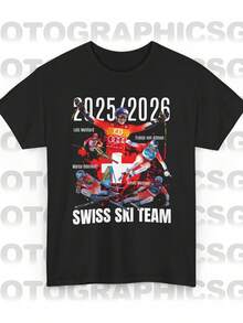 Manga curta chá casual dia dos pais presente streetwear y2k roupa de verão tops dos homens verão camiseta dos homens camisa do dia dos pais dos homens presente wiss ski team camisa Marco Oderma - Preto - Ver 1