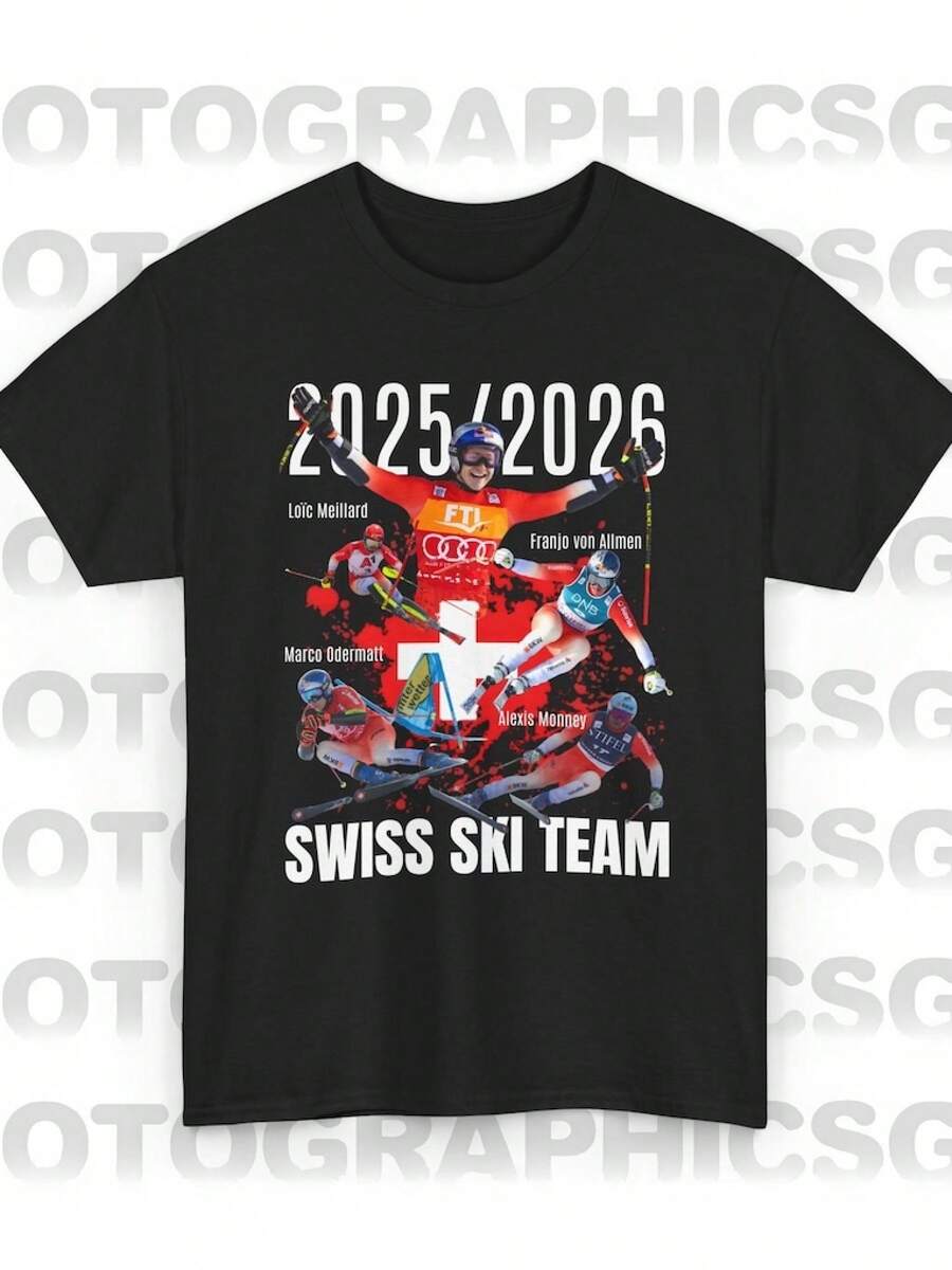 Manga curta chá casual dia dos pais presente streetwear y2k roupa de verão tops dos homens verão camiseta dos homens camisa do dia dos pais dos homens presente wiss ski team camisa Marco Oderma - Preto - Ver 1