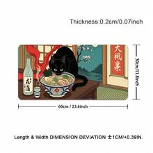 1个大号电竞游戏鼠标垫，猫咪拉面可爱图案，防滑可水洗橡胶底大号桌面垫办公桌配件 - 查看 15
