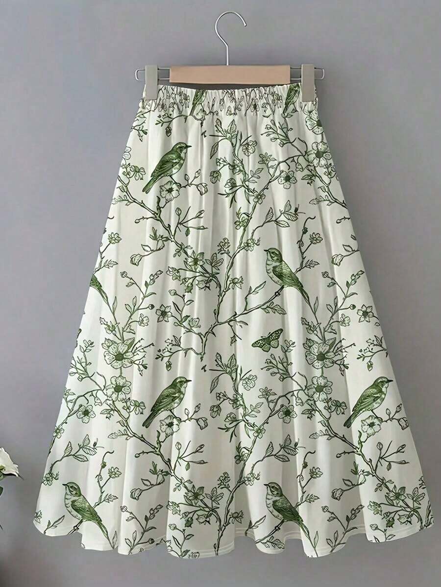 Vestido casual de mujer de longitud media con estampado, primavera/verano - Blanco - Ver 1