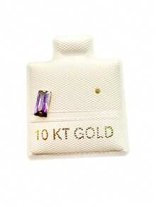 AMARIS Pair Or Piece Rectangular Cubic Zirconia Stud 10K Gold - Violet Purple - View 2