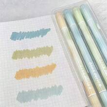 4 buah Stabilo Dua Ujung Gradien Pastel | Estetika Jepang | Spidol Anti Luntur Cepat Kering Cocok untuk Catatan dan Jurnal | Alat Tulis Lucu Bergaya - Rectangle - View 9