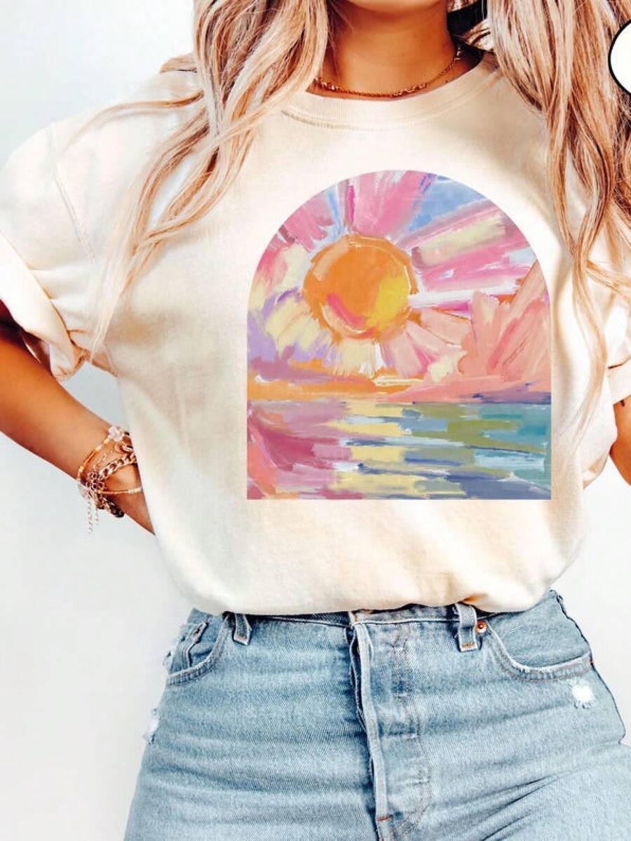 Camiseta ol y ar, playera de verano con estampado de agua, regalo para mujer, playera de playa, playera de verano,Embalaje individual - Blanco - Ver 1