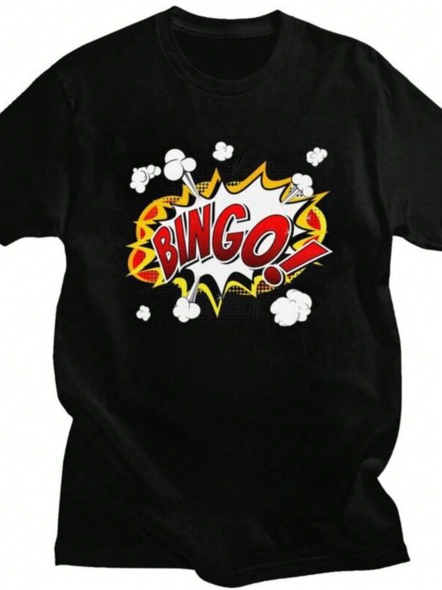 Blouses For Women Custom Hot Game Bingo T Shirt For Men Women Pure Cotton Tshirt Fashion Tees Short Sleeves T-Shirt Clothing - 黑色 - 查看 1