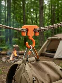 1 pieza Gancho de cuerda multifuncional portátil para camping, abrazadera de cuerda de aleación de aluminio resistente, bloqueo y liberación rápida ligera, adecuada para tendedero, tienda de campaña, lona, punto de anclaje de cuerda, camping, senderismo, hogar, exterior, regalo ideal para campistas, senderistas, padres, hombres - Multicolor - Ver 1
