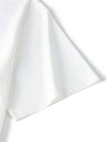 T-shirt d'été décontracté pour homme, coupe ample, épaules tombantes, imprimé soie glacée, manches courtes, style streetwear, coupe ample, épaules tombantes - Weiss - Voir 4