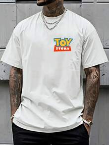 1pc Disney Men's T-Shirt, Toy Story All-Person Print T-Shirt Toy Story Front And Back Double Print, Crew Neck Casual Comfort T-Shirt, Breathable And Lightweight, Ideal For Athletic And Casual Wear, Summer T-Shirt, Ideal For Gift Giving, Ideal For Out, Disney Father's Day Gift - trắng - Xem 2