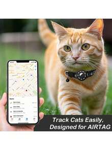 1 pieza Collar reflectante ajustable para gato, collar localizador para mascota compatible con Apple Find My Tracker, diseño de estampado animal de 7-9 pulgadas, collar removible para gatos, no compatible con Android - Multicolor - Ver 9