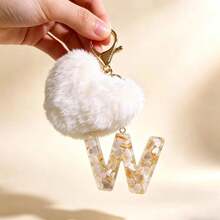 1 pieza Llavero con corazón de letra de resina beige y borla para mujer, accesorio creativo de estilo lindo como regalo para amigos - blanquecino - Ver 20