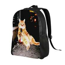 Cat Meme Retro Cat Beer Men'S Backpack, Durable Fabric School Bag For College, Casual Outings, Hand Wash/Dry Clean, College Student Accessory, Playful Design, Quality Construction - đen - Xem 2