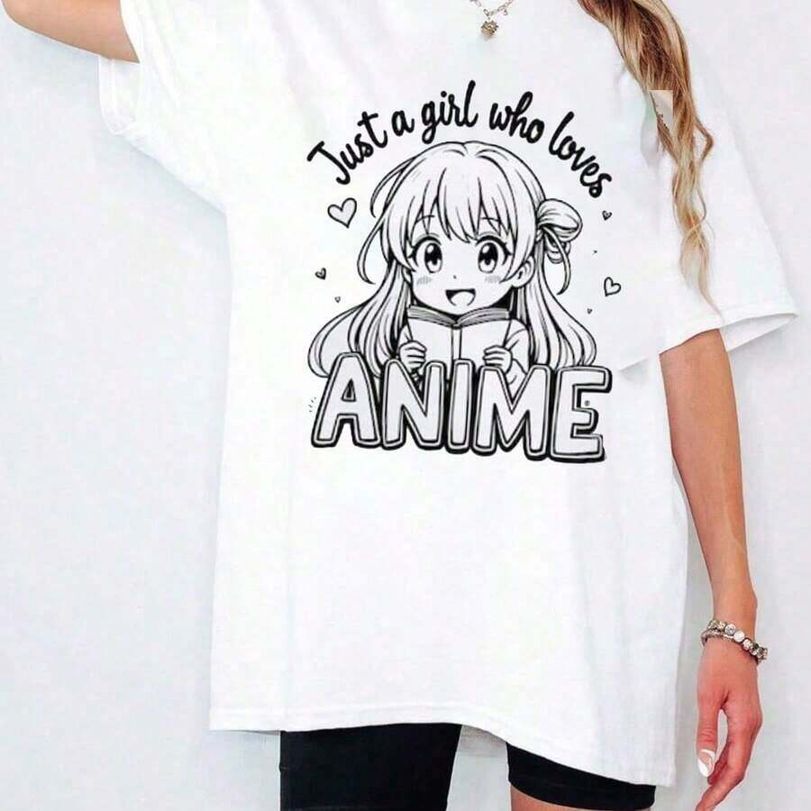 Anime T-Shirts, Gift For Anime Lovers, Anime Clothing, Women's Anime T-Shirt, Streetwear, Japanese T-Shirt, Japanese Art T-Shirt, Short Sleeve | Exquisite Design | Loose And Comfortable | Easy To Match | - 白色 - 查看 1