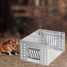 Heavy Duty Reusable Iron Rat Trap - Designed For Trapping Mice, One-Way Door Design, Allows Entry But Not Exit, Silver Color - A - View 11