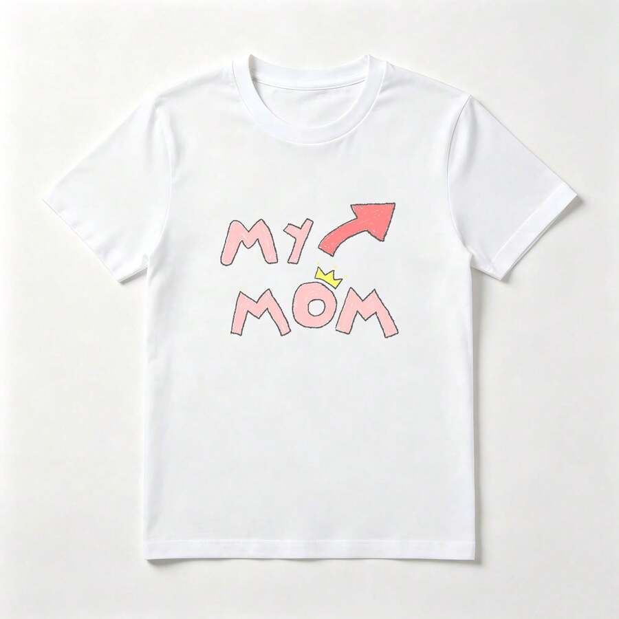 Letras de Dibujo Rosa Playera de Algodón Blanca Tierna con Corona - Blanco - Ver 1