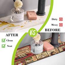 1 pieza Felpudo absorbente con diseño de café para grifo de fregadero, felpudo de drenaje, apto para encimera de fregadero de cocina/baño, almohadilla de secado rápido - Multicolor - Ver 10