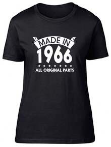 Fabricada en 1966, con piezas totalmente originales. Camiseta de manga corta para mujer, ideal para cumpleaños. Camisetas de moda, tops cómodos, camisetas modernas. - Negro - Ver 5