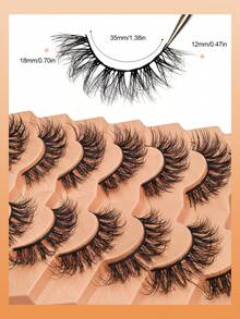 Asiteo 7 Pairs Fluffy Crisscross Curl False -ReusableEyelashes ,Soft Volume Eyelashes, For Music Festival And Gifts And Party And Wedding And Performance And Performance And Music Festival And Vocation And Gifts. - Black - View 3