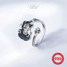 Nhẫn nữ bằng bạc 925 đính đá Zirconia, thiết kế hình đàn guitar độc đáo, phong cách cổ điển, cá nhân hóa, thích hợp đeo hàng ngày, dự tiệc, làm quà tặng cho gia đình và bạn bè, dịp lễ và sinh nhật, kèm hộp quà. - Màu Bạc Cổ - Xem 6