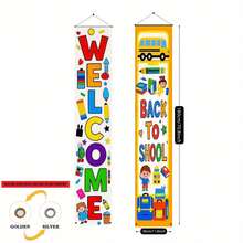 2件組歡迎開學裝飾派對掛旗套組-Welcome Ready To Learn 門口招牌套組,適用幼兒園、幼兒前置班、國小、國中、高中教室,戶外與室內裝飾布簾,適用門口、庭院、教室、居家 - 返校橫幅 - 查看 12