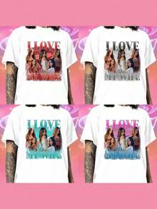 Vintage Personalized Photo T-Shirt With Black Text, Unique Design For Family/Couple/Pet Photos, Top Gift - 白色 - 查看 2
