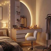 Devoko Vanities & Vanity Benches - White + White Stool - View 2