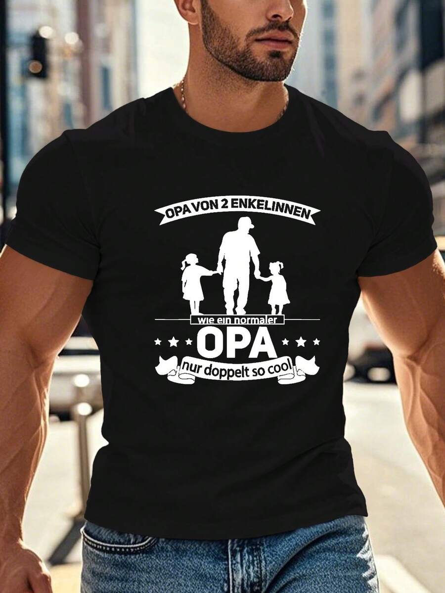 Camiseta de Hombre Talla Grande Crinkle PAPA OPA Alemana, TALLA PLUS - Negro - Ver 1