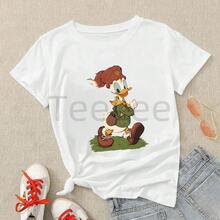 Camiseta de Mujer Animal Kingdom con Estampado de , Camisetas Kawaii de  para Mujer, Camisetas de Manga Corta de Verano, Tops Casuales - Blanco 1 - Ver 8