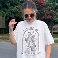 short-sleeveCamiseta de la mitología griega de Orfeo y Eurídice, ropa de estilo academia oscura, camiseta con estatua griega y celestial, ropa de estilo academia ligera, camiseta literaria100% Cotton - Blanco - Ver 1