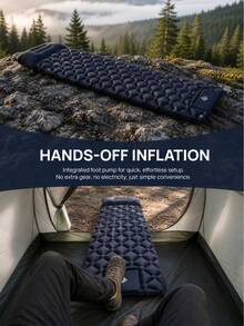 URBANWAVE Bantal Kaki Tiup Berbentuk Berlian TPU, Kasur Udara Ultraringan, Tikar Piknik Lipat Portabel, Alas Tiup untuk Berkemah di Luar Ruangan, Alas Tanah Anti Lembap, Bantal Tiup untuk Berkemah, Tikar Pantai - Navy Blue - View 4