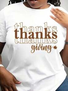 Camiseta Minimalista Moderna de Acción de Gracias, Linda Camiseta de Otoño para Mujer, Camiseta de Regalo para el Día de Acción de Gracias para Niñas, Camiseta de Otoño, Camiseta Feliz Acción de Gracias, Camiseta Casual para el Día a Día en la Temporada de Otoño - Blanco - Ver 7