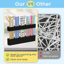 Cabinet Door Straw Organizer - 9.5 Inch Large Acrylic Straw Storage Box With Strong Adhesive Backing, Cup Straw Storage Container, Cabinet Drinking Straw Dispenser, Suitable For Kitchen Countertop - Multicolor - View 11